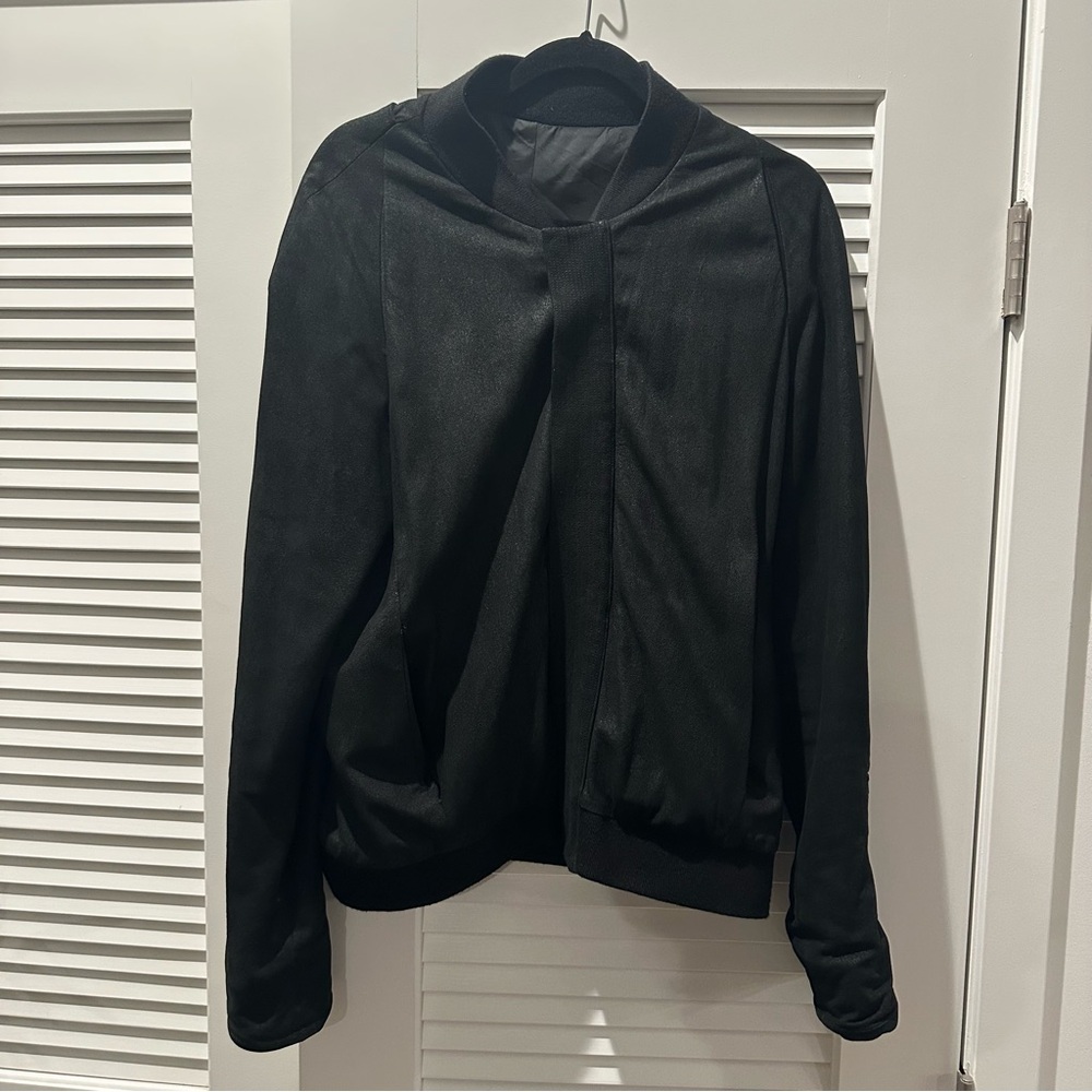 Public School Black Leather Bomber Jacket - 100% Lamb Skin - Size 38 US / Medium
